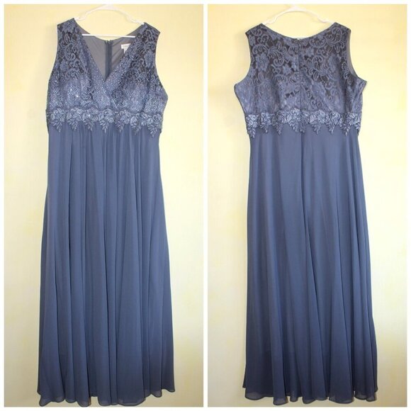 Cinderella Dresses & Skirts - Cinderella Divine Chiffon Maxi Dress 22 Embellished Gown Smoky Blue sleeveless